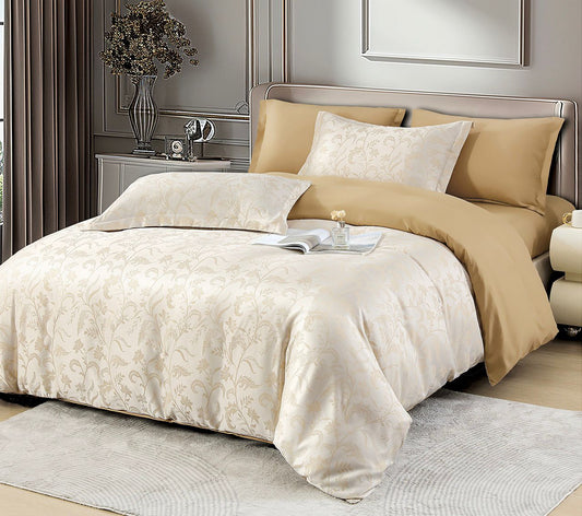 Jacquard bright surface duvet cover set 6pcs طقم غطاء لحاف من قماش الجاكار بسطح لامع مكون من 6 قطع