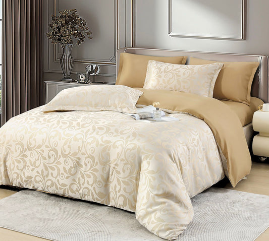 Jacquard bright surface duvet cover set 6pcs طقم غطاء لحاف من قماش الجاكار بسطح لامع مكون من 6 قطع