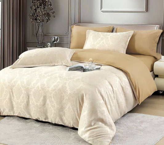 Jacquard bright surface duvet cover set 6pcs طقم غطاء لحاف من قماش الجاكار بسطح لامع مكون من 6 قطع