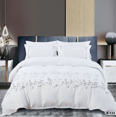 Single high quality embroidery duvet cover set 4pcs