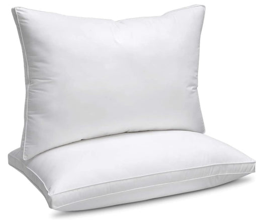 100% Cotton Bed Pillows (48x74cm) with Super Soft Microfiber Filling Hotel Quality Pillows Set of 2