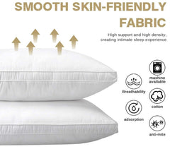 100% Cotton Bed Pillows (48x74cm) with Super Soft Microfiber Filling Hotel Quality Pillows Set of 2