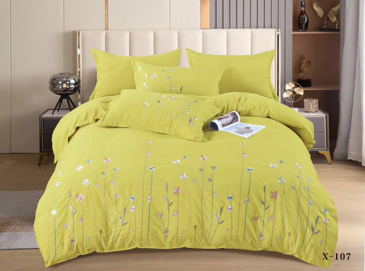 Single high quality embroidery duvet cover set 4pcs