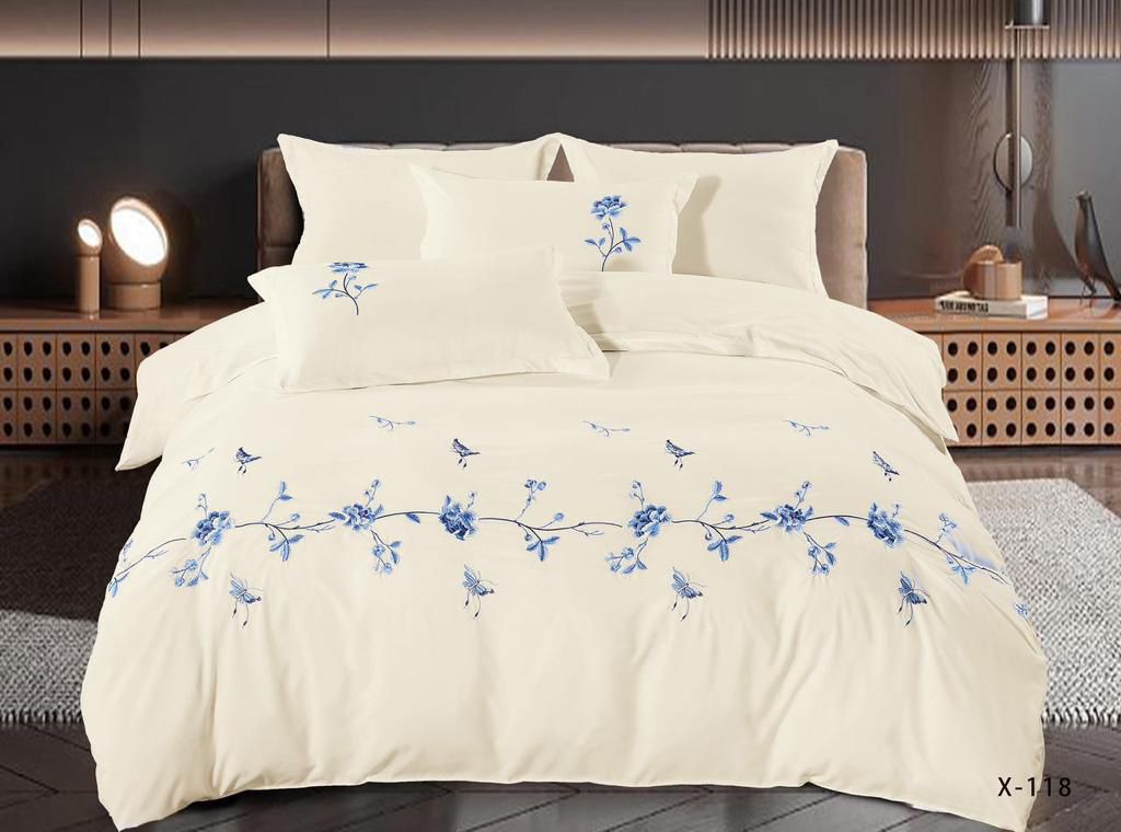 Single high quality embroidery duvet cover set 4pcs