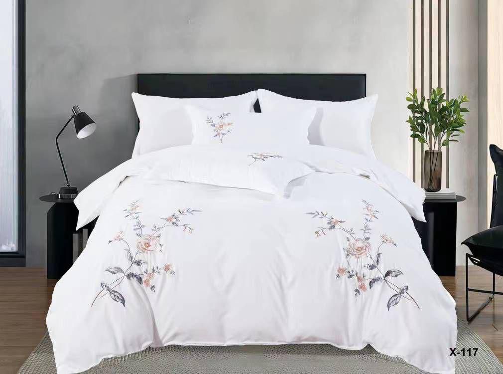 Single high quality embroidery duvet cover set 4pcs