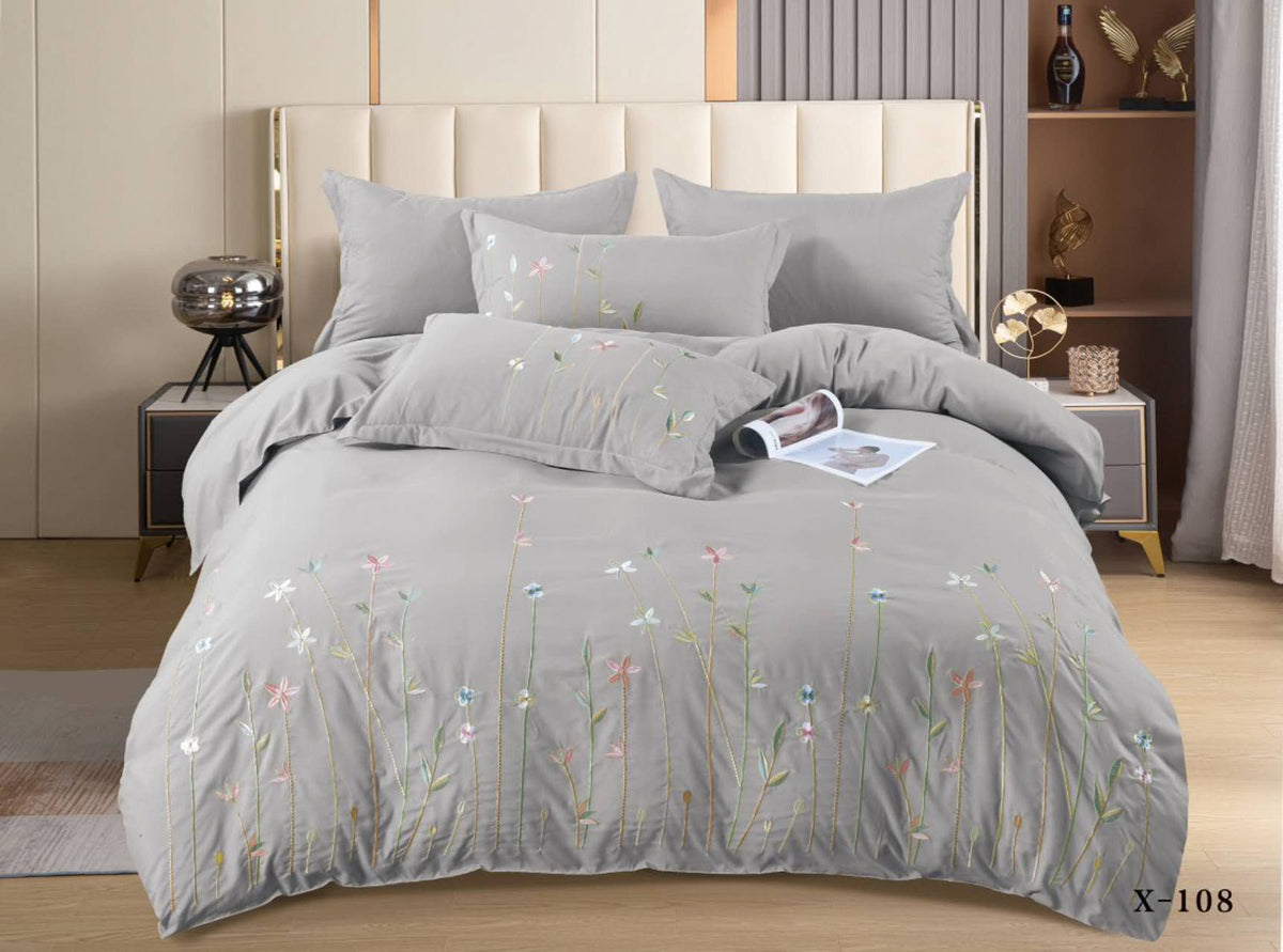 Single high quality embroidery duvet cover set 4pcs